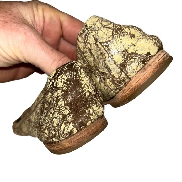 frye gold spackled snake painted leather ballet flats 7 - Picture 4 of 8